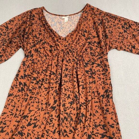 Ava & Viv Women's size XXL Brown Pattern Textured Dress plus,Pockets,V-Neck - Picture 14 of 14
